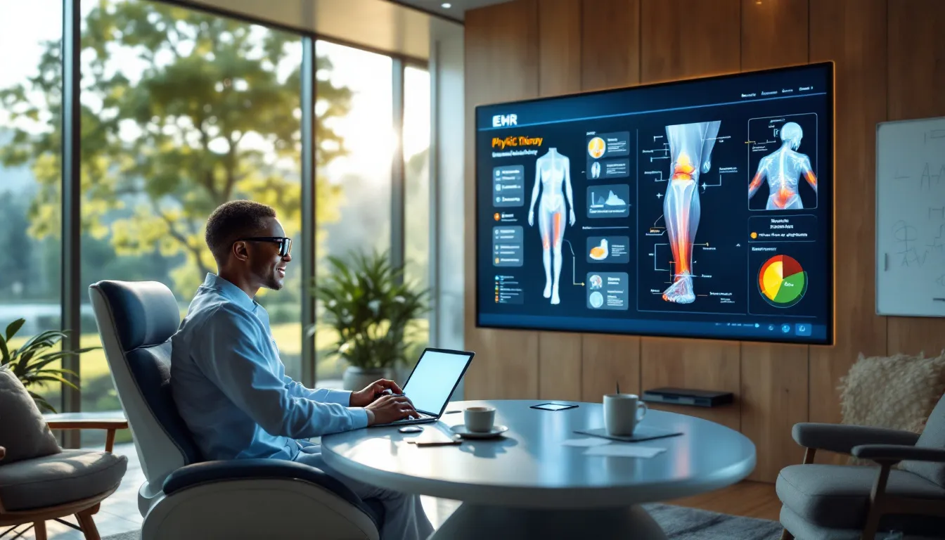 An overview of EHR for physical therapy, showcasing a digital interface.